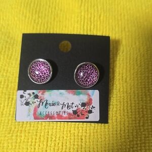 Pink Leopard Print Stud Earrings
